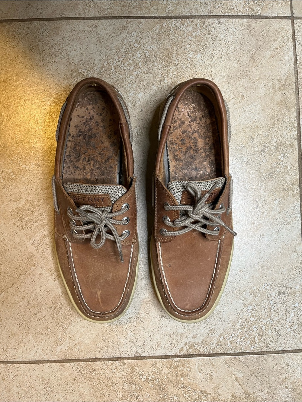 Sperry Men’s Brown Leather Lace-Up Boat Shoes